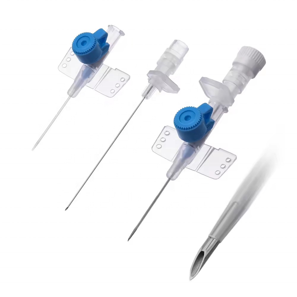 Safety I.V. Cannula with injection port & wings